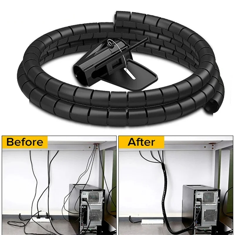 Cable Lock Flexible - 1/2pcs 2M Cable Tube Clip Cable