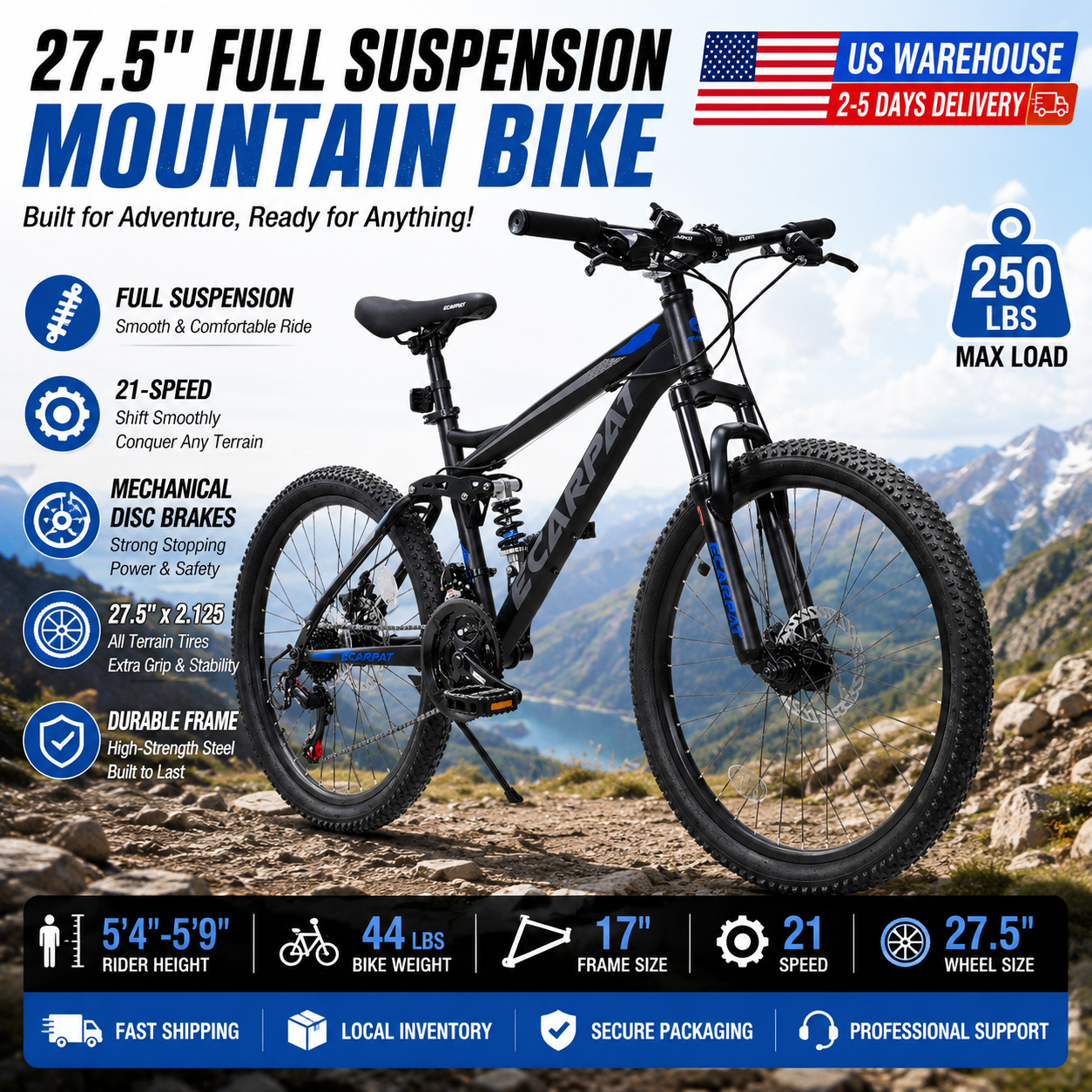 Commuter Biking - 27.5 Inch Full Suspension MTB Bike