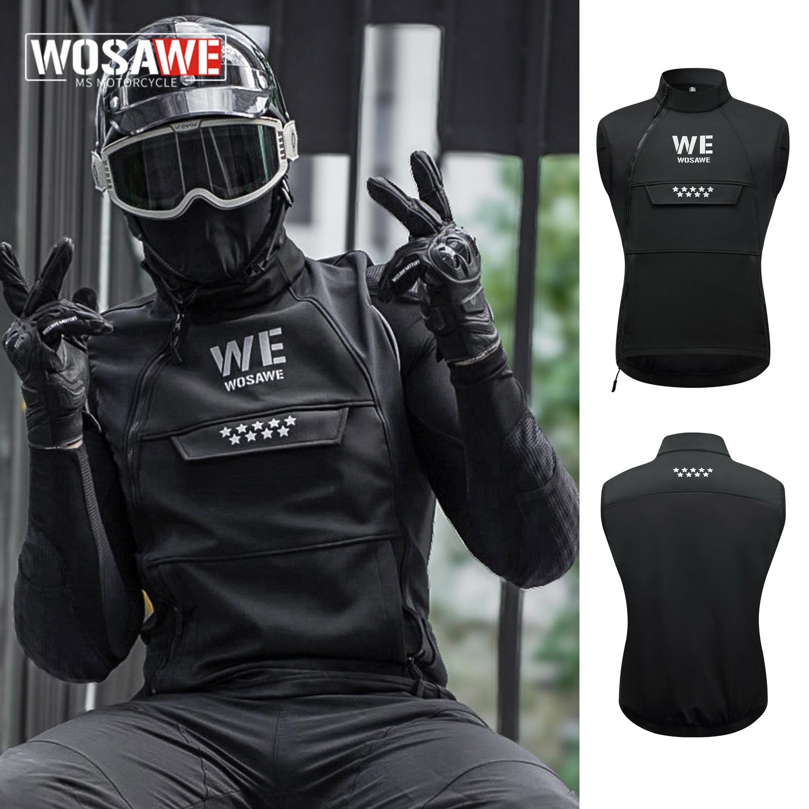 Reflective Vest Cycling - WOSAWE Winter Motorcycle Riding Vest Reflective