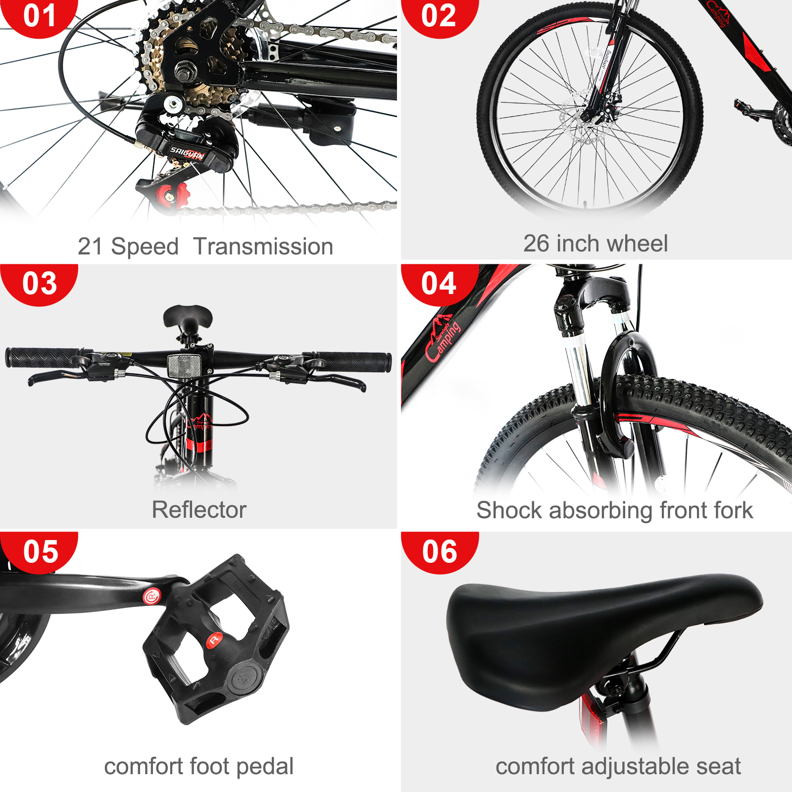 21 Speed Red Black Mountain Bi - огляд і ціна Cycling Commute Speed